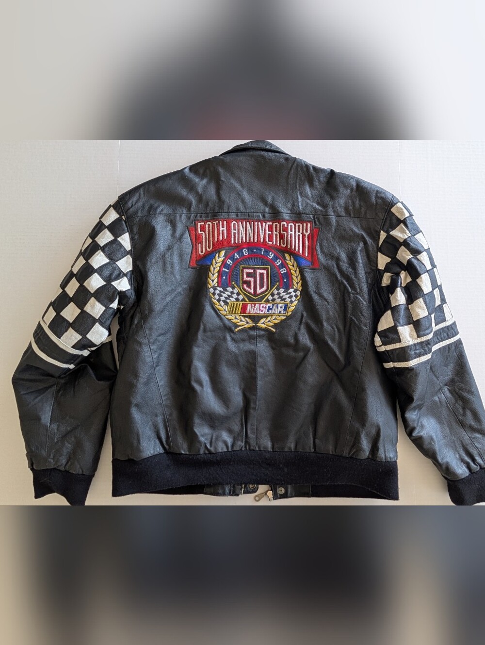 ​🏁 VTG Jeff Hamilton NASCAR 50th Anniversary Leather Racing Jacket - Picture 14 of 15